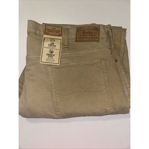 Polo Ralph Lauren Varick Slim Straight Denim Jeans Khaki 42B X 32 Big Man NWT